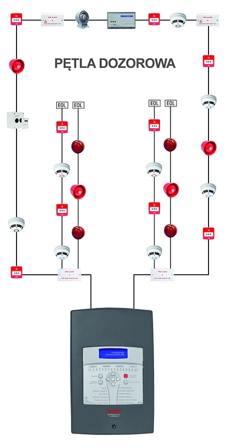 Pętla dozorowa centrali ppoż Protec 6100